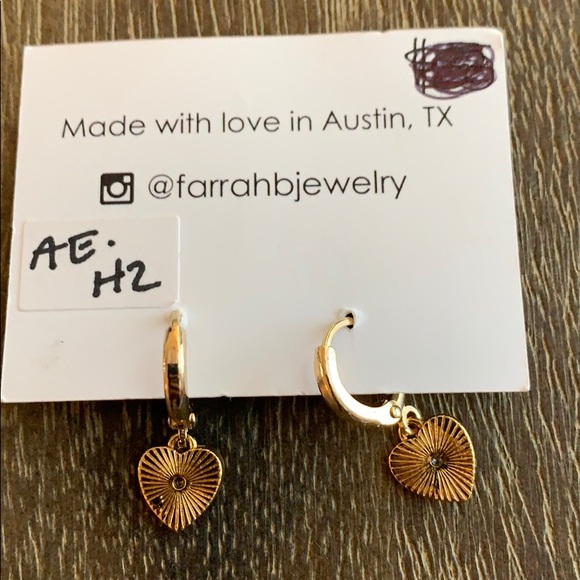 Gold Heart Huggie Earrings Farrah B Jewelry - Picture 3 of 3
